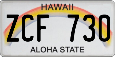 HI license plate ZCF730