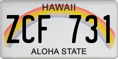 HI license plate ZCF731