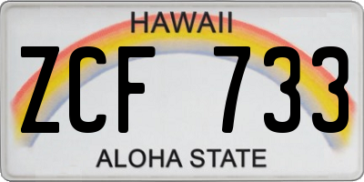 HI license plate ZCF733