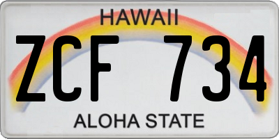 HI license plate ZCF734