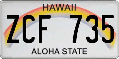 HI license plate ZCF735