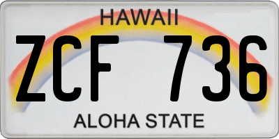 HI license plate ZCF736