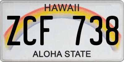 HI license plate ZCF738