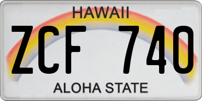 HI license plate ZCF740