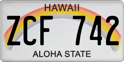 HI license plate ZCF742