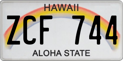 HI license plate ZCF744