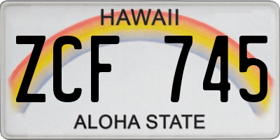 HI license plate ZCF745