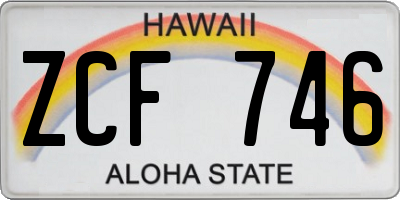 HI license plate ZCF746