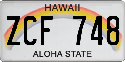 HI license plate ZCF748