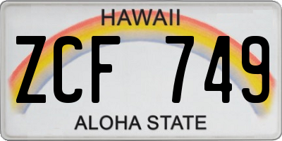 HI license plate ZCF749