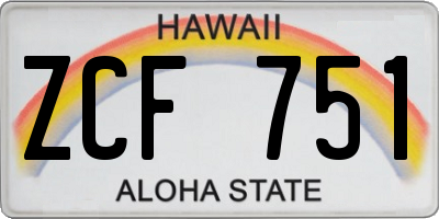 HI license plate ZCF751