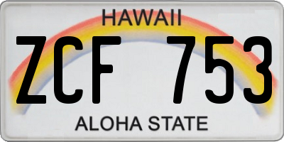 HI license plate ZCF753