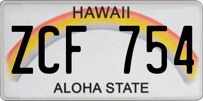 HI license plate ZCF754