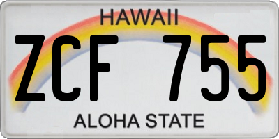 HI license plate ZCF755