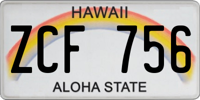 HI license plate ZCF756