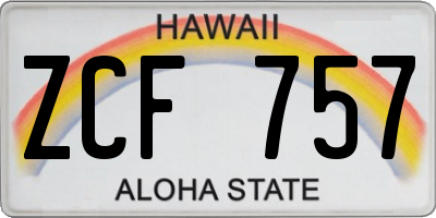 HI license plate ZCF757