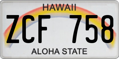 HI license plate ZCF758