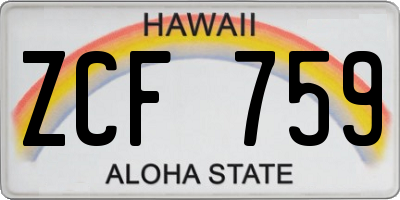 HI license plate ZCF759