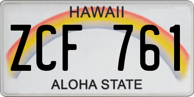 HI license plate ZCF761