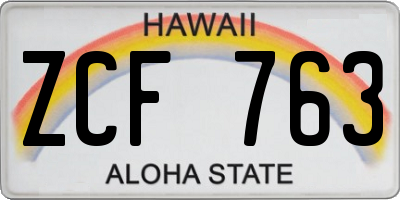 HI license plate ZCF763