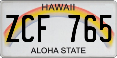 HI license plate ZCF765