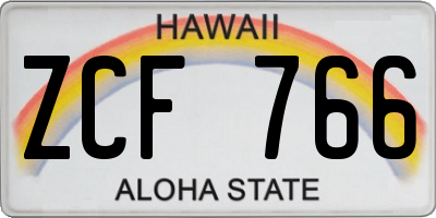 HI license plate ZCF766