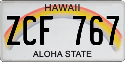 HI license plate ZCF767