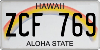 HI license plate ZCF769