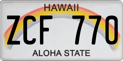 HI license plate ZCF770