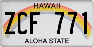 HI license plate ZCF771