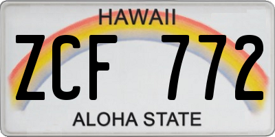 HI license plate ZCF772