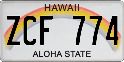 HI license plate ZCF774