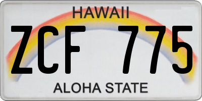 HI license plate ZCF775