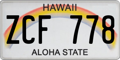 HI license plate ZCF778