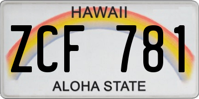HI license plate ZCF781