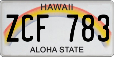 HI license plate ZCF783