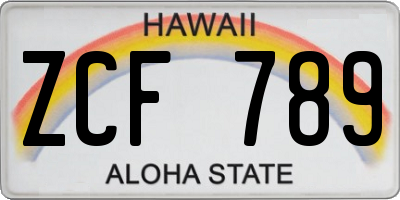 HI license plate ZCF789