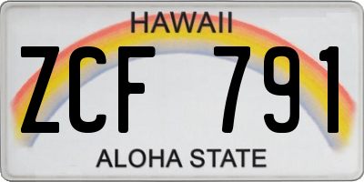 HI license plate ZCF791