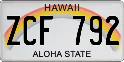 HI license plate ZCF792