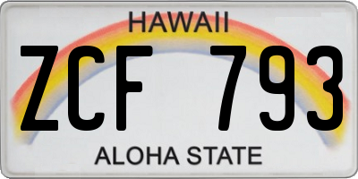 HI license plate ZCF793