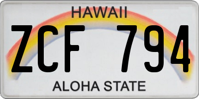 HI license plate ZCF794