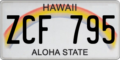 HI license plate ZCF795