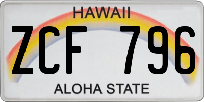 HI license plate ZCF796
