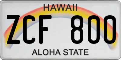 HI license plate ZCF800