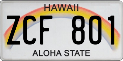 HI license plate ZCF801