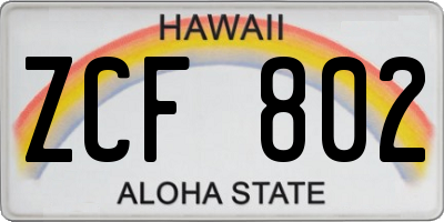 HI license plate ZCF802