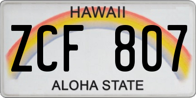 HI license plate ZCF807