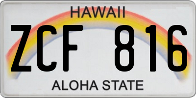 HI license plate ZCF816