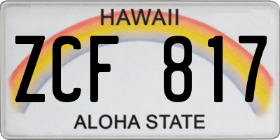HI license plate ZCF817
