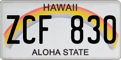 HI license plate ZCF830